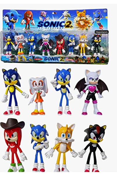 Hepsilazım Sonic 8li Figür Set Mavi Kirpi Sonik ve Arkadaşları Tails Knuckles...