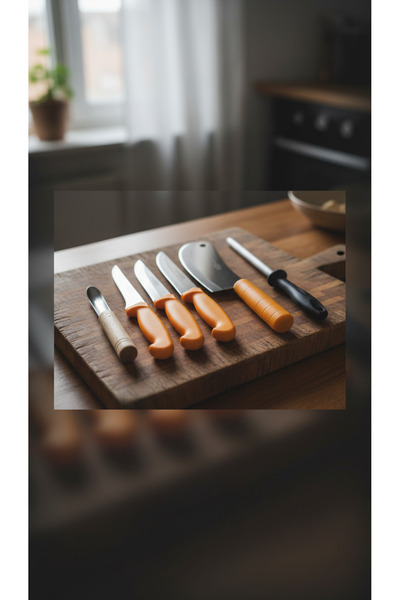 Yatağan Zeybek 6 Piece Stainless Steel Professional Kitchen Knife Set & Masat |   Onion Row Carving Knife