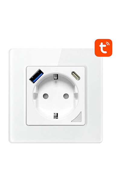 Avatto Priză inteligentă de perete N-WOT10-USB-W, 3680W, USB/USB-C, compatibi...