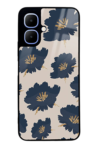 Spoyi İnfinix Smart 10 Blue Flowers Tasarımlı Glossy Telefon Kılıfı