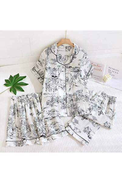 delis "Minimal Dream" three-piece women's pajamas, PJ033, Grey