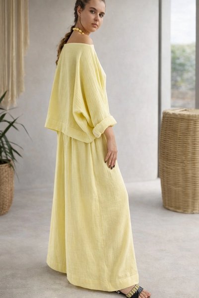 Su Koleksiyon Soul Muslin Blazer Pants Set / Yellow