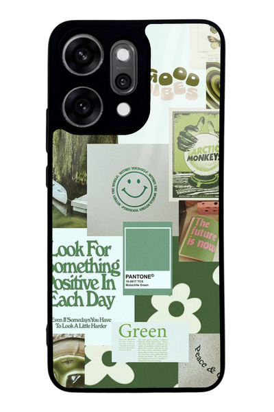 Spoyi غطاء هاتف لامع بتصميم ملصق أخضر لهاتف أوبو رينو 14 برو