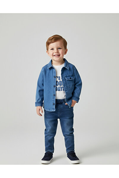 Necix's Erkek Bebek Good Day Tişört Detaylı Likralı Esnek Kot Takım