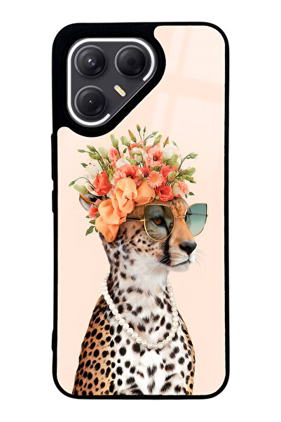 Spoyi Tecno Pova 7 Pro İnfluencer Leopar Kedi Tasarımlı Glossy Telefon Kılıfı