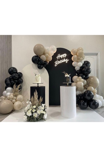 Çemrek Süs Parti Siyah Beyaz Deniz Kumu Balon Zinciri Seti 100 lü