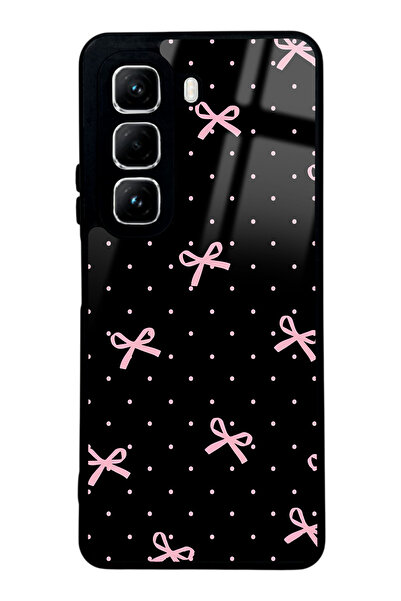 Spoyi İnfinix Hot 50 Pembe Kurdele Tasarımlı Glossy Telefon Kılıfı