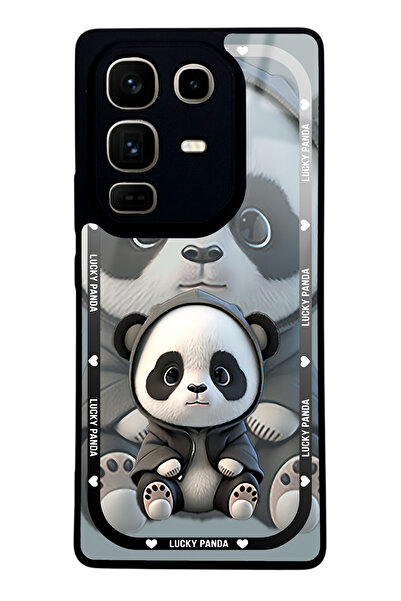 Spoyi İnfinix Note 50 Pro White lucky panda Tasarımlı Glossy Telefon Kılıfı