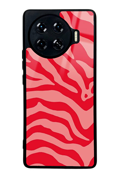 Spoyi Tecno Spark 20 Pro Plus Red Zebra Tasarımlı Glossy Telefon Kılıfı
