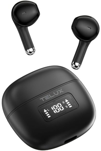 telux BEATBUDS Wireless Earbuds, 20H Playback, Touch Control, Battery Level Display, Comfort Fit, Black