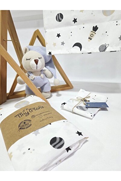 tiny plans ملاءة سرير أطفال مطاطية - طقم غطاء وسادة 70x120 سم