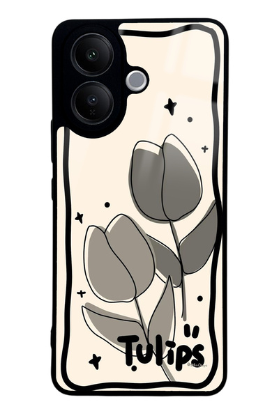 Spoyi Vivo V60 Lite Tulips Tasarımlı Glossy Telefon Kılıfı