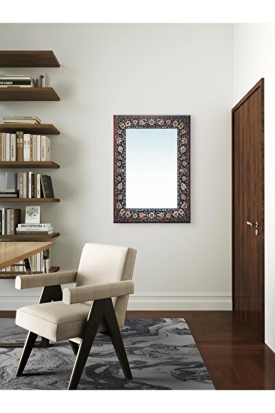 ESLEM Klasik Halı Desenli Baskılı Dekoratif Ayna | Vintage Modern Duvar Aynas...