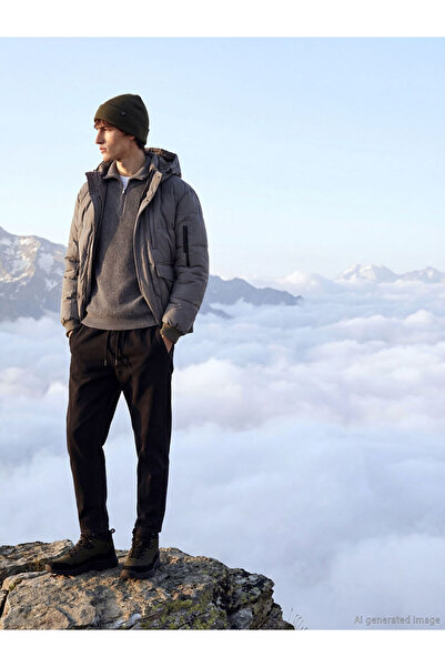 LC Waikiki Ανδρικό χειμερινό τζιν παντελόνι Anthracite 700 Straight Fit με φλ...