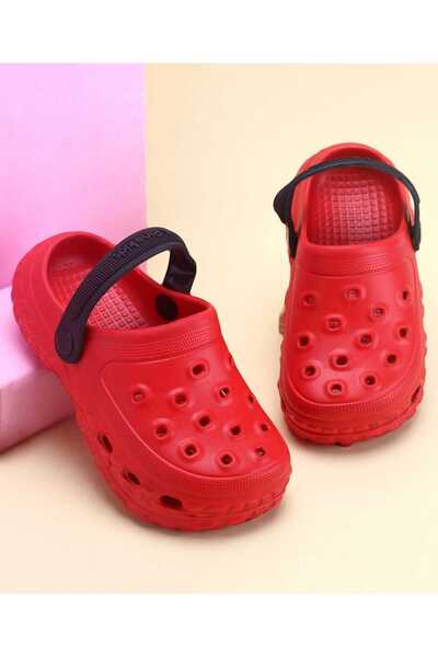 Pine kids Solid Color Back Strap Closure Clogs - Red