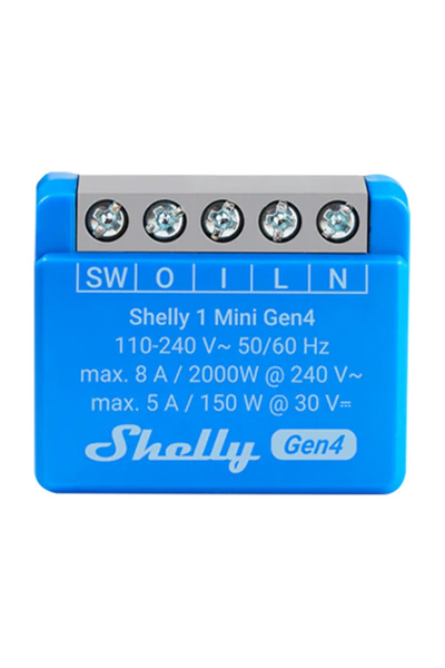 Shelly 1 Mini Gen4 Smart Switch, 240V, Multi-Protocol, Blue, Remote Control