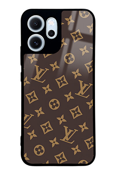 Spoyi Oppo Reno 14F Kahverengi LV Tasarımlı Glossy Telefon Kılıfı