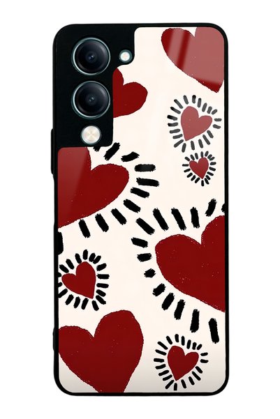 Spoyi Vivo Y04 Glossy Phone Case with Brush Heart Design