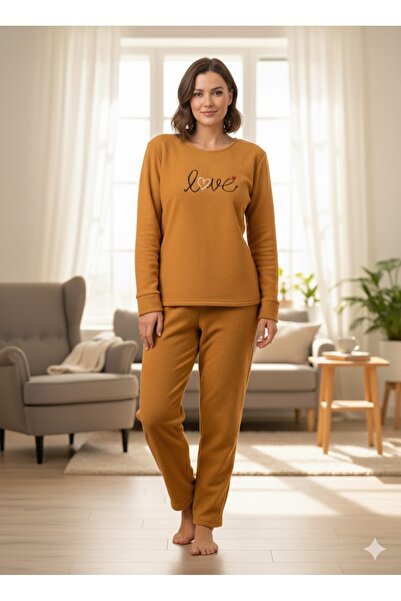 sleeproom Women's Winter Mustard Fleece Pajama Set