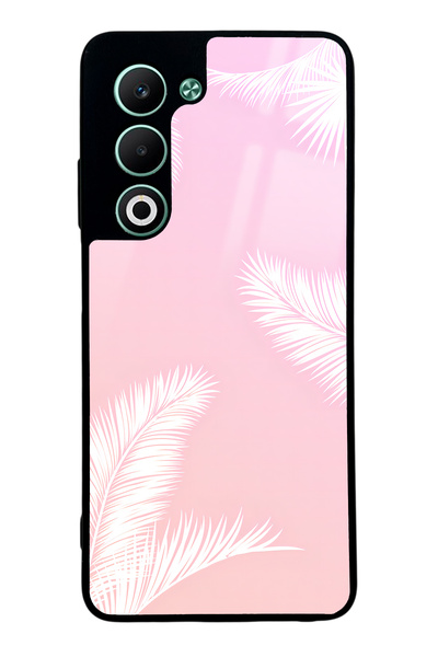 Spoyi Oppo A5 5G Beyaz Palmiye Tasarımlı Glossy Telefon Kılıfı