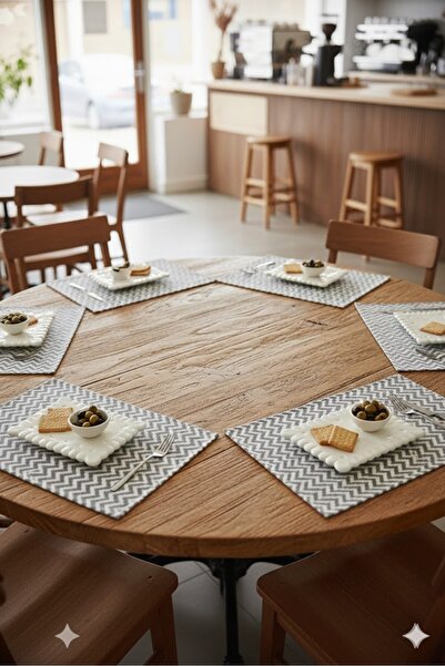 Rona Home Set de 6 piese cu model în zig-zag, gri și alb, pentru servire amer...