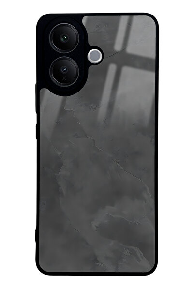 Spoyi Vivo V60 Lite Gri Mermer Tasarımlı Glossy Telefon Kılıfı