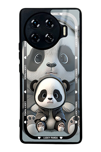 Spoyi Tecno Spark 20 Pro Plus White lucky panda Tasarımlı Glossy Telefon Kılıfı