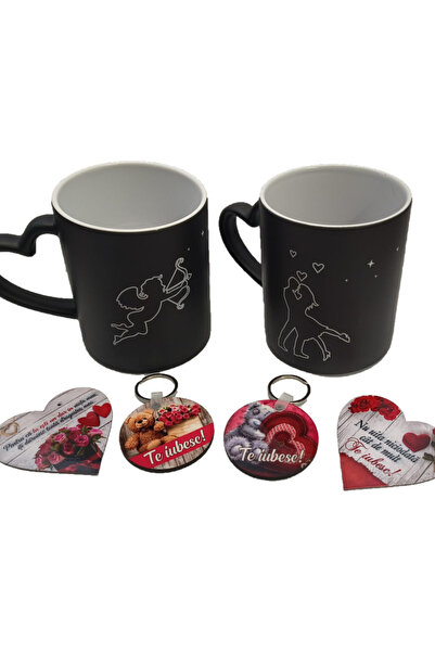 OEM Set cadou Ziua Indragostitilor. 2 cani termosensibile, 2 magneti in forma...