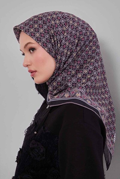 Levidor Dark Mink Daisy Pattern Silk Cotton Scarf