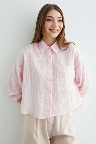 Fulla Moda Striped Jacquard Single Pocket Shirt