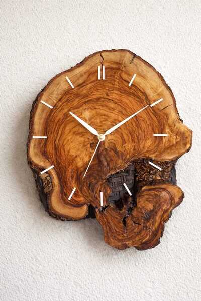 Epoxia Dizayn Doğal Ahşap Dilimli Dekoratif Duvar Saati – El Yapımı Özel Tasarım