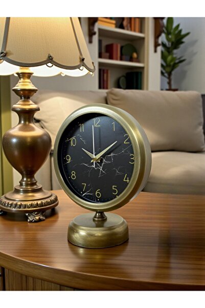 SHC42000 Eskitme Mermer Desenli 25 X 20 Cm Metal Masa Saati