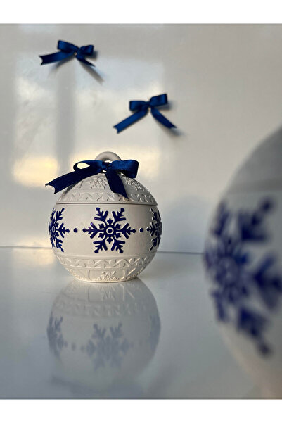 FAME PEYZAJ Mavi Kar Topu Mum, El Yapımı, Yılbaşı Temalı, Dekoratif, Kapaklı ...