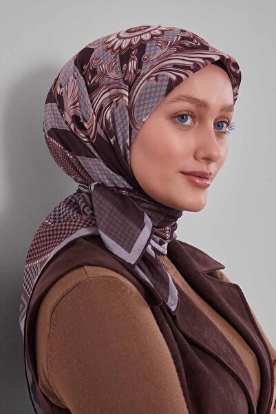 Levidor Dark Brown Bead Pattern Silk Coton Scarf