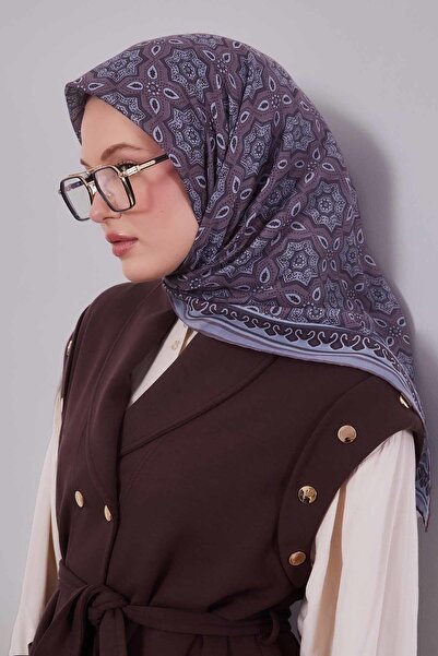 Levidor A.Mavi Motif Pattern Silk Cotton Scarf