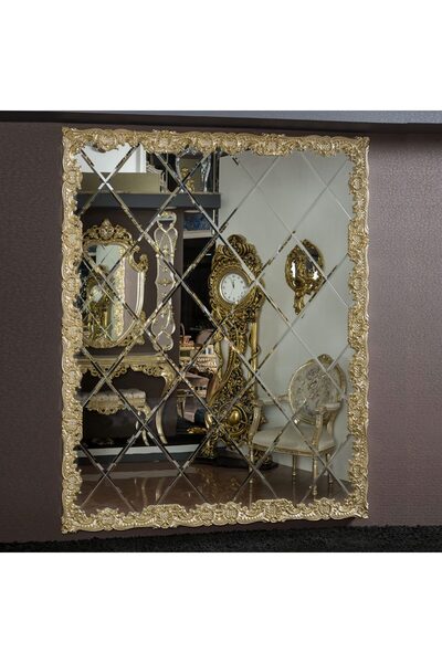 Dekordelisi Antik Avangarde Osmanlı Baklava Ayna Altın Varak EN: 183 cm BOY: ...