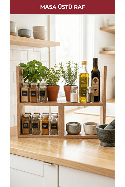 Pikas Kehribar Tezgahüstü Ayarlanabilir Çok Amaçlı Raf, Baharatlık