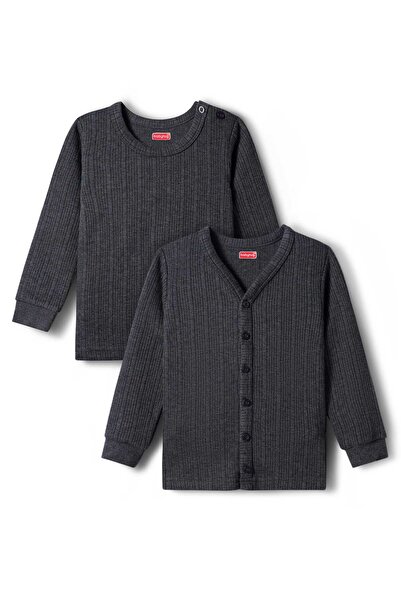 Babyhug Knit Full Sleeves Solid Pullover & Front Open Thermal Vest (Pack of 2...