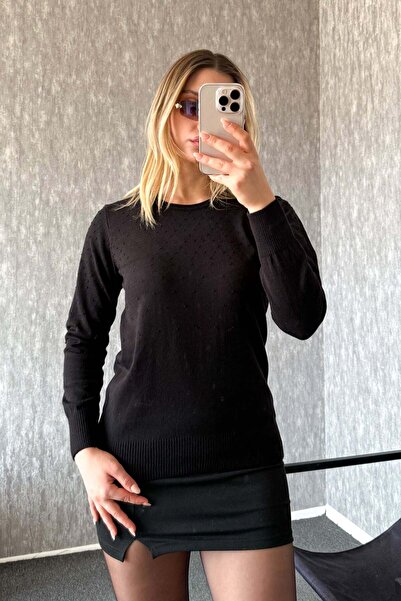 ModaPlaza Women's Top with Pompom Patterned Sweater 4157