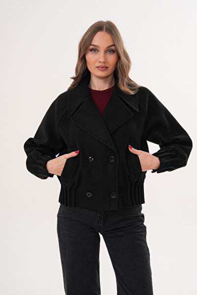 Cebby M.Model Black Short Checked Coat