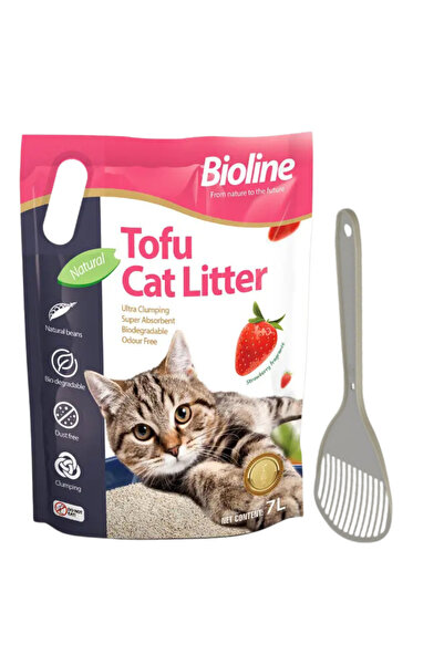 Bioline عرض مميز - رمل قطط بايولاين توفو 7 لتر - برائحة الفراولة + مغرفة رمل ...