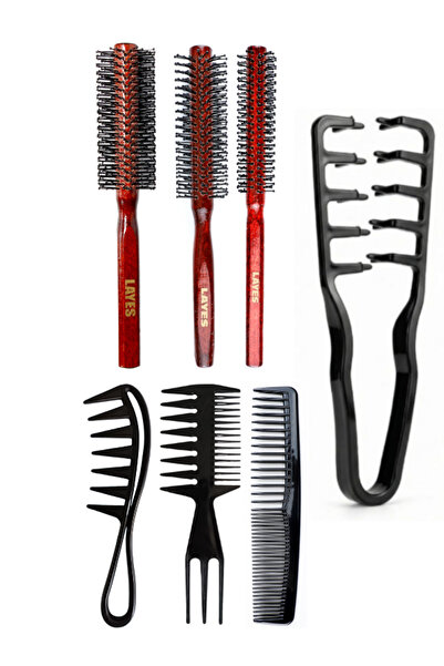 Layes Professional 3-Piece Men's Combing and Blow-Drying Brush Series + 4-Pie...