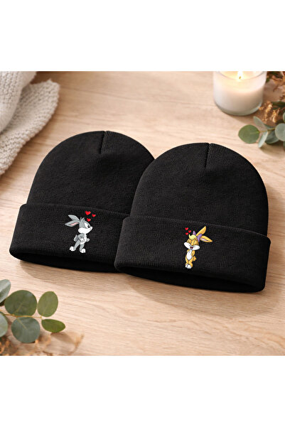 MODA 14 February Valentine's Day Printed 2-Piece Double Combination Black Bea...