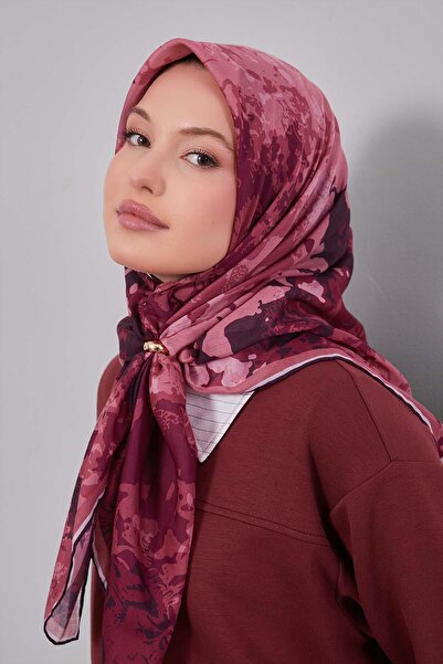 Levidor وشاح من القطن الحريري بنمط مختلط من زهرة الرمان