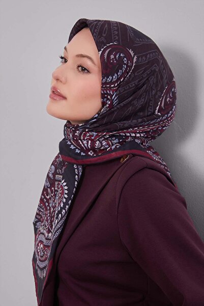 Levidor Red Marbled Pattern Silk Cotton Scarf