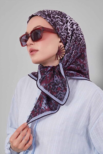 Levidor Gray Mixed Leopard Pattern Silk Coton Scarf