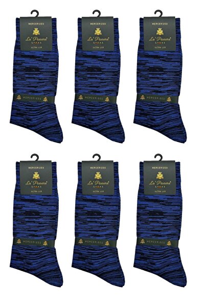 La Pescara La'Pescara Ultra Luxury 6-Piece Zebra Blue Mercerized Men's Socks ...