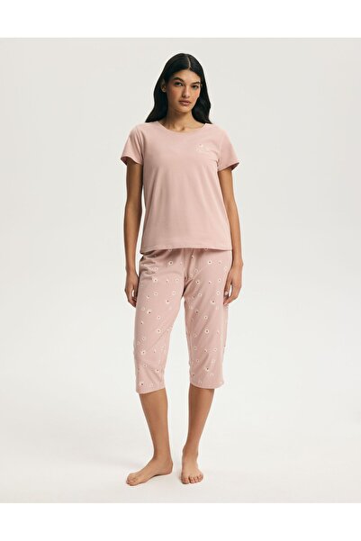 ESOTIQ Women's Classic Pajamas Set T-Shirt & Capri Pants Daisy Floral Pattern...