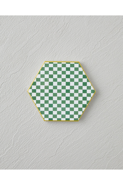 English Home Dalmata Seramik Bardak Altlığı 10.8x0.8 cm Beyaz - Yeşil