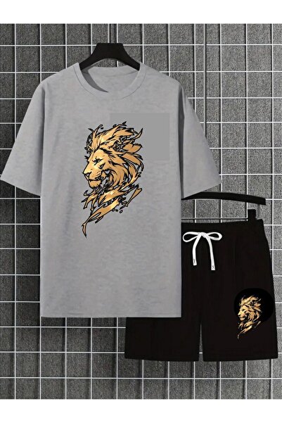 orwen life est. 2022 Sort Thsort Unisex Cotton Loose Fit Lion Printed Suit